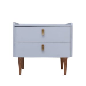 Modern White Accent Table with Brass Frame & 2 Drawers
