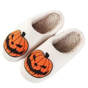 Soft Pumpkin Halloween Slippers for Spooky House Shoes for Women