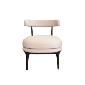 Sculpted Oak Lounge Chair with Ergonomic Rounded Back