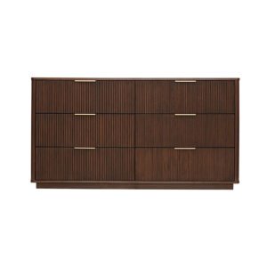 Sleek Oak Dresser with Brass Hardware and Soft-Close Drawers
