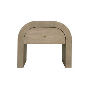 Curved Red Oak Nightstand with Single Drawer Storage