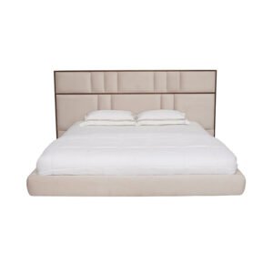 Avalon Velvet Bed with Grid Headboard & Oak Wood Frame