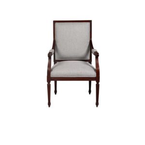 Solid Rosewood Accent Chair with Jacquard Fabric Upholstery