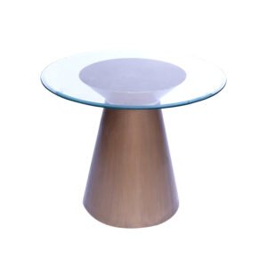 Clear Glass Dining Table with Solid Wood Modern Base