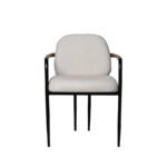 Modern Bouclé Dining Chair with Black Armrests