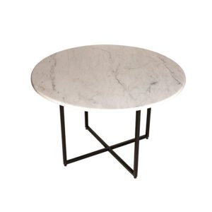 Round Marble Dining Table with Black Metal Frame