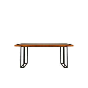 Rosewood Industrial Dining Table with Matte Metal Legs