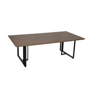 Matte Oak Dining Table with Sleek Metal Frame Design
