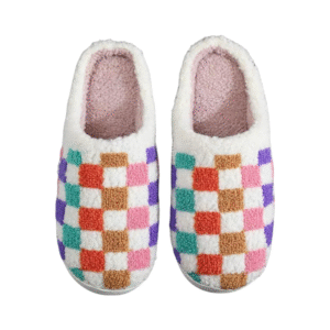 Non-Slip Checkered Fluffy Slippers for Women