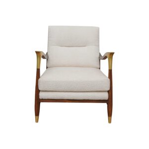 Avalon Mid-Century Chair with White Boucle & Rosewood